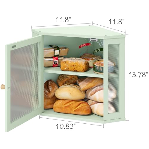 Corner Bread Box for Kitchen Countertop (Green / Extra Large)