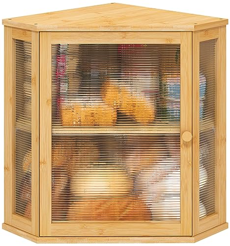 Corner Bread Box for Kitchen Counter (Natural / Extra Large)
