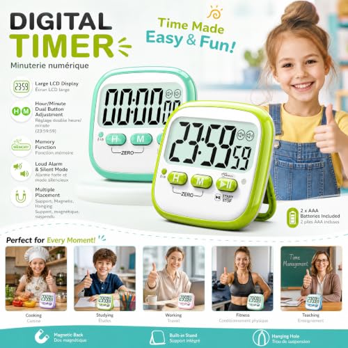 2 Pack Classroom Timers for Kids Teachers (2* Macaron Color ( 97%+ Choice for Kids ))