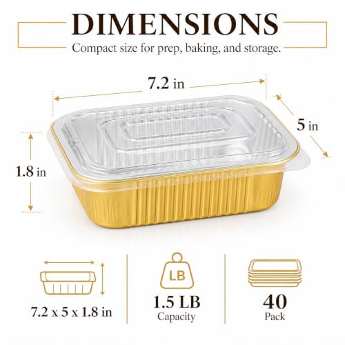 Aluminum Pans with Lids Heavy Duty Tin Foil Food Containers with Lids