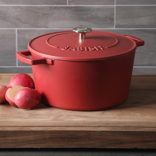6 Quart Round Enameled Cast Iron Dutch Oven with Lid (Red / Dutch Oven w/Lid (6-Quart))