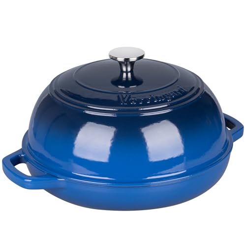 Enameled Cast Iron Dutch Oven Pot with Lid (Blue)