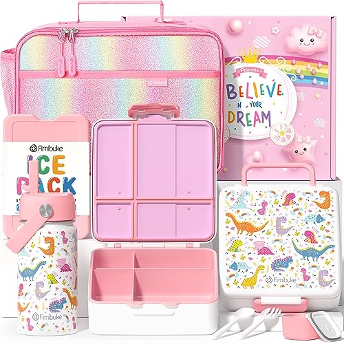 Kids Bento Lunch Box with Toddler Insulated Water Bottle Lunch Bag