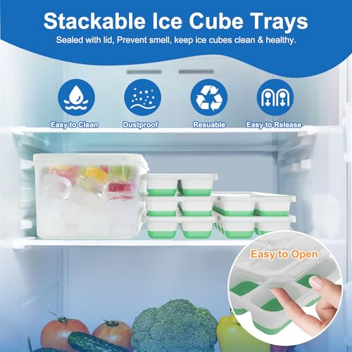 Ice Cube Trays with Lid for Freezer