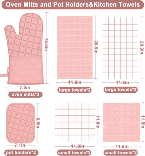 Oven Mitts Pot Holders Sets (Pink)