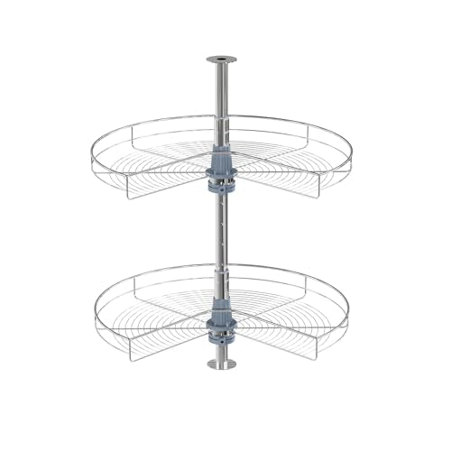 Dowell 28“ Kidney Shape Chrome Lazy Susan Double Rack Kitchen Cabinet 2 Shelf Set