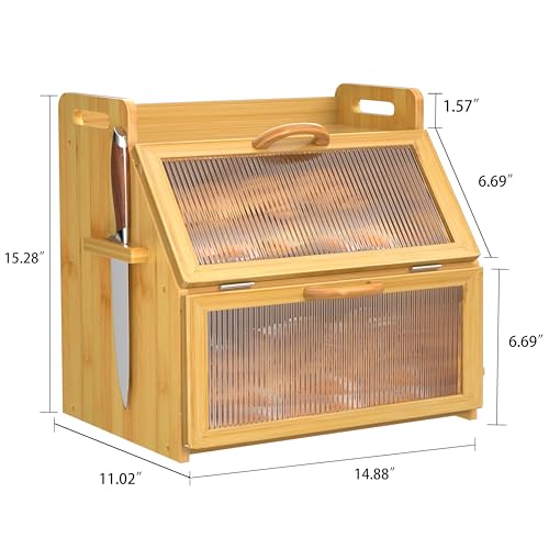 Bread Box for Kitchen Countertop (Brown)