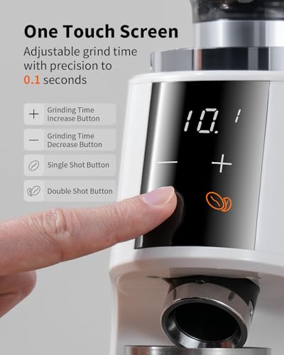 64mm Flat Burr Coffee Grinder (White)