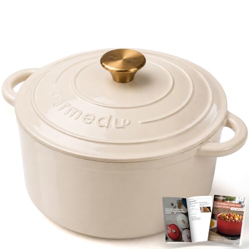 5.5QT Enameled Cast Iron Dutch Oven for Sourdough Bread White (Cream White / 5.5QT)