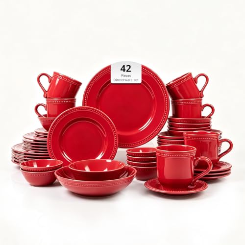 HomeVSS Piece Pearl Dots Stoneware Dinnerware Set