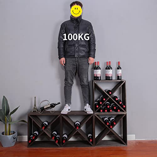 Wine Rack Cabinet countertop Wooden Stackable Storage Retro Cube freestanding Floor Wine Holder Stand