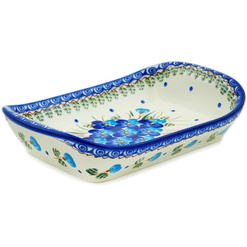 Authentic Polish Pottery Round Baker with Handles Handmade in Bolesławiec Poland by Ceramika Artystyczna + Certificate of Authenticity