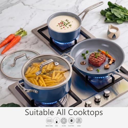 Ceramic Nonstick Cookware Set with Lids