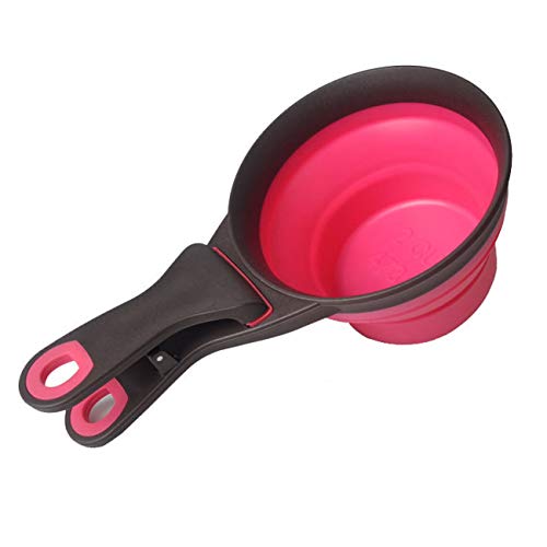 Collapsible Pet Scoop Silicone Measuring Cups Set Sealing Clip 3 in 1 Multi