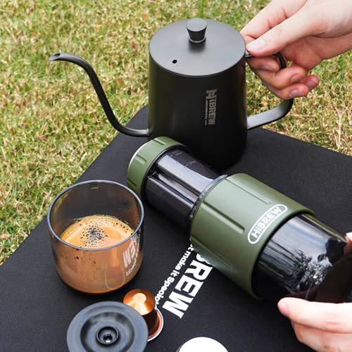 H4D 2-in-1 Portable Hand-Pump Coffee Machine Built-in Cup (Light green)