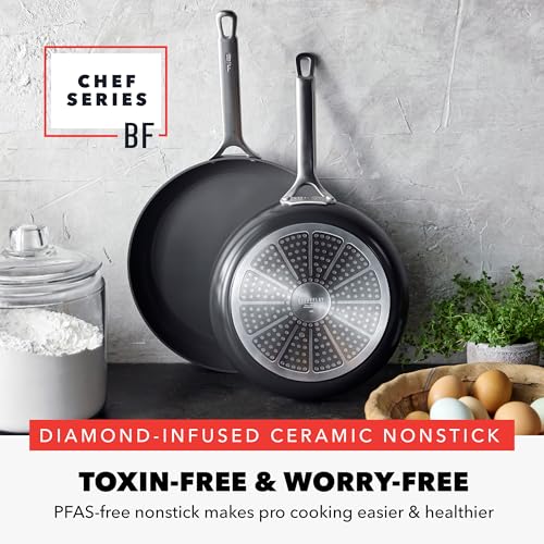 x Bobby Flay 10” & 12” Hard Anodized Ceramic Nonstick Frying Pan Set