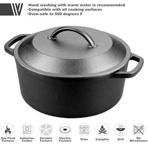 Pre Seasoned Cast Iron Dutch Oven with Lid (3 QT)