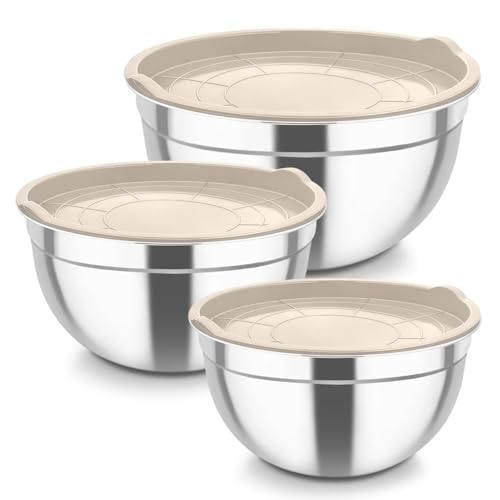 Mixing Bowls Stainless Steel Nesting Salad Bowls with Airtight Lids Set
