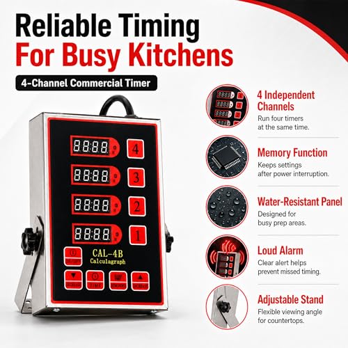 Commercial 4 Channels Digital Kitchen Timer (4 Channel)