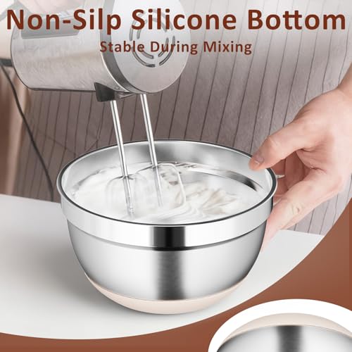 9 Pack Mixing Bowls with Airtight Lids & Grater Attachments (Khaki)