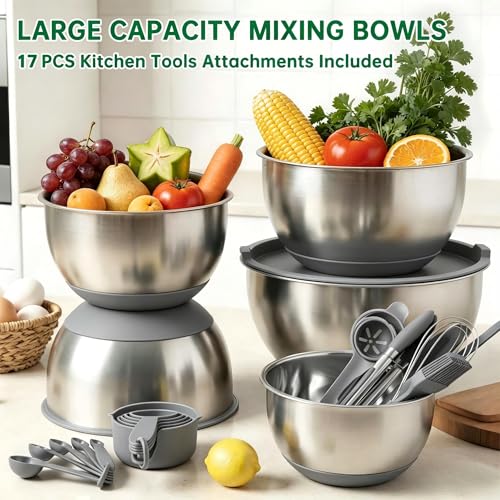 Mixing Bowls with Airtight Lids (Gray)