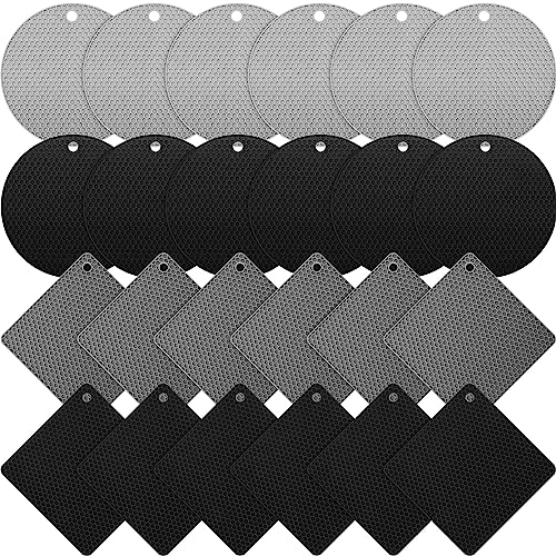 Silicone Trivets Bulk Hot Pads for Kitchen (Gray, Black)