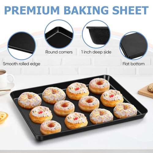 Baking Sheet Pan with Rack Set of 4（Carbon Steel+Non