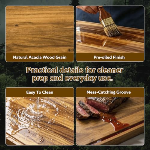 Extra Large Acacia Wood Cutting Board 30 x 20 in (30"L x 20"W)