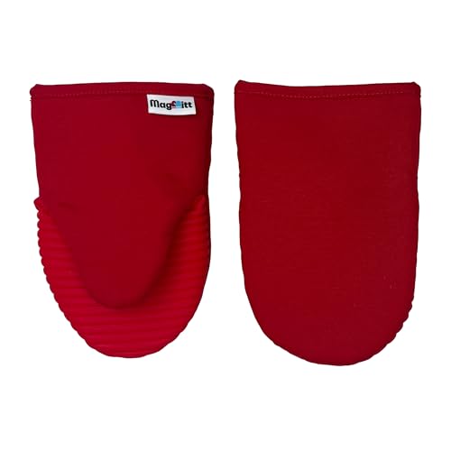 Magnetic Oven Mitts & Pot Holder 3 Pc Set (Cherry Red)