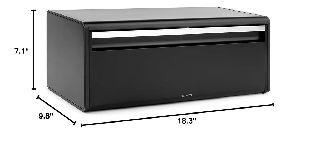Rectangular Fall Front Bread Box (Matt Black)