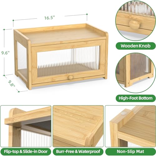 Bamboo Bread Box for Kitchen Countertop (Natural)