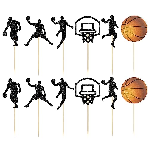 24Pcs Basketball Cupcake Toppers Star Sports Fan Backboard Picks Baby Shower Players Sports Theme Birthday Party Cake Decorations Supplies