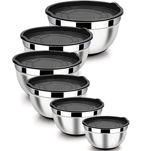 6 Piece Stainless Steel Mixing Bowls with Lids Set