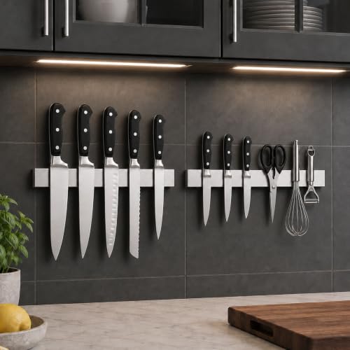 2 Pack 12 Inch Magnetic Knife Strips (12 Inch / Silver 2 Pack)