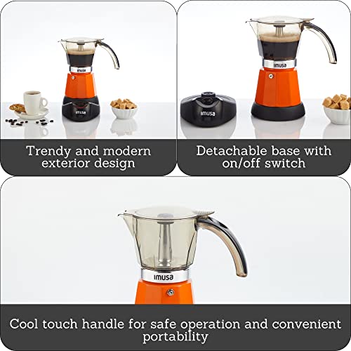 6 or 3 Cup Electric Espresso Maker with Cool (6 Cup / Orange)