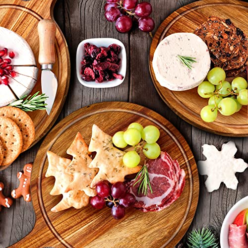 20 Pcs Round Acacia Wood Cutting Board with Handle