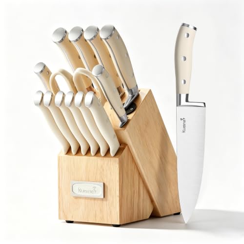 KITCHEN KNIVES SET WITH BLOCK BUILT IN SHARPENER