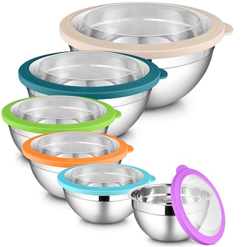 6 Piece Stainless Steel Mixing Bowls with Lids Set