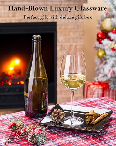 Hand Blown Italian Style Crystal White or Red Wine Glasses