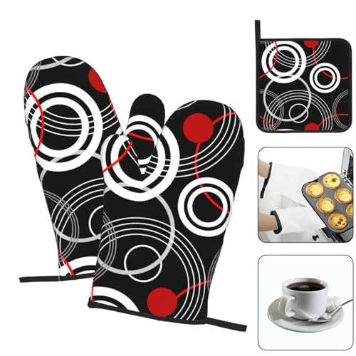 Cute Oven Mitts and Pot Holders Sets of 3 Heat Resistant Oven Gloves
