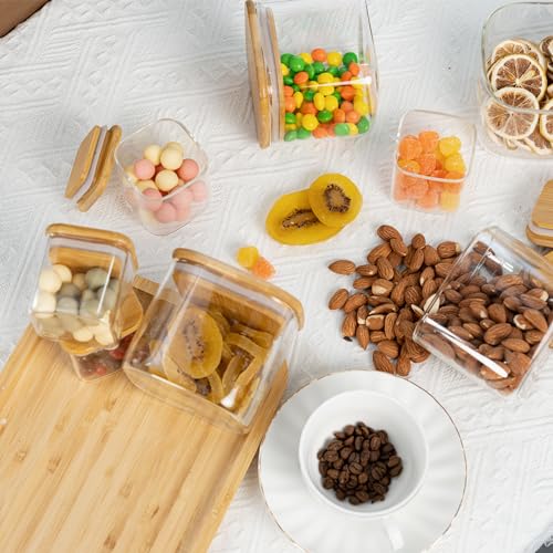 Airtight Glass Square Storage Containers with Bamboo Lids