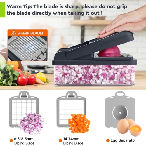 15-in-1 Vegetable Chopper, Food Veggie Chopper With Container (Gray / 10 blades)