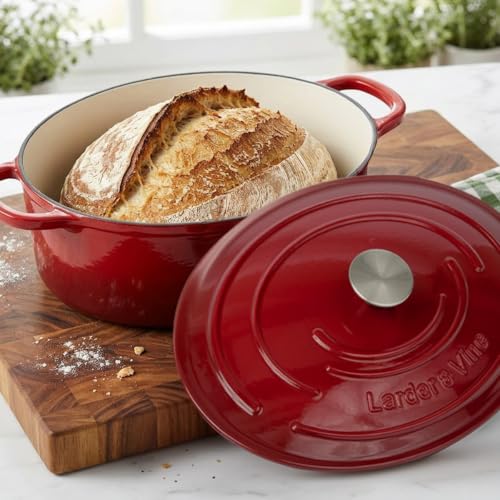 8 qt Oval Enameled Cast Iron Dutch Oven Pot (Cabernet / 8 QT)