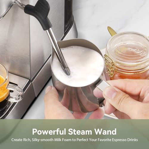 20 Bar Compact Espresso Machine for Home (Sterling Silver)
