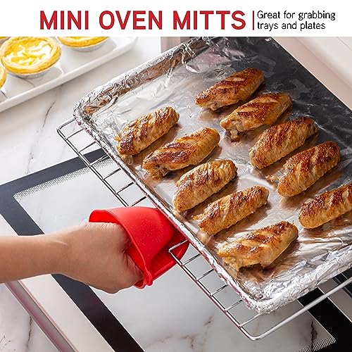 Silicone Oven Mitts (Red / Mitt Set)