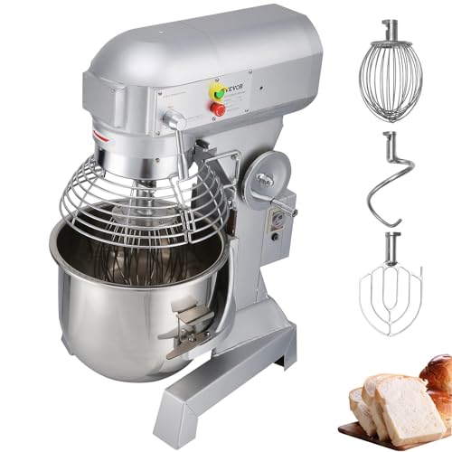 Commercial Food Mixer 3 Speeds Adjustable Heavy Duty 110V with Stainless Steel Bowl Dough Hooks Whisk Beater Premium for Schools Bakeries Restaurants Pizzerias