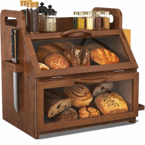 Bread Box for Kitchen Countertop (Amber)