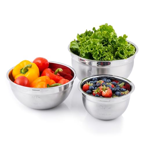 Stainless Steel Mixing Bowl Set of 3 with Lids (5, 3.5, and 1.5 Quarts / Mixing Bowl - Set of 3)