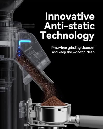 64mm Plated Flat Burr Coffee Grinder with 100 Grind Settings