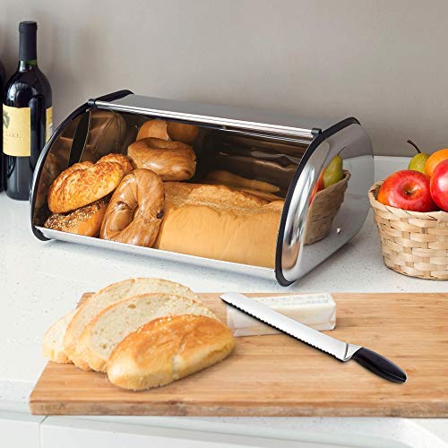Bread Box for Kitchen Counter (silver)